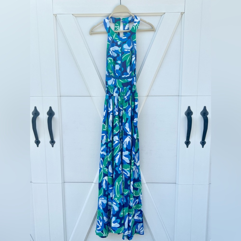 COPY - Abel the Label Anthropologie Blue Green Halter Maxi Dress